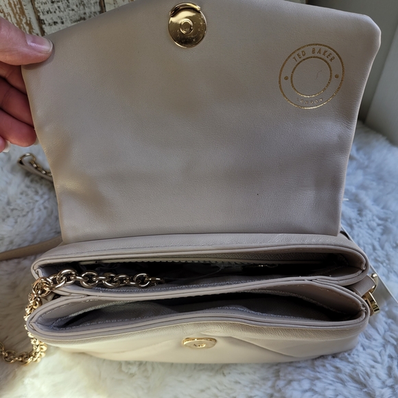 Ted Baker London Cream Top-Handle Satchel with Gold Chain Detail - Picture 5 of 13